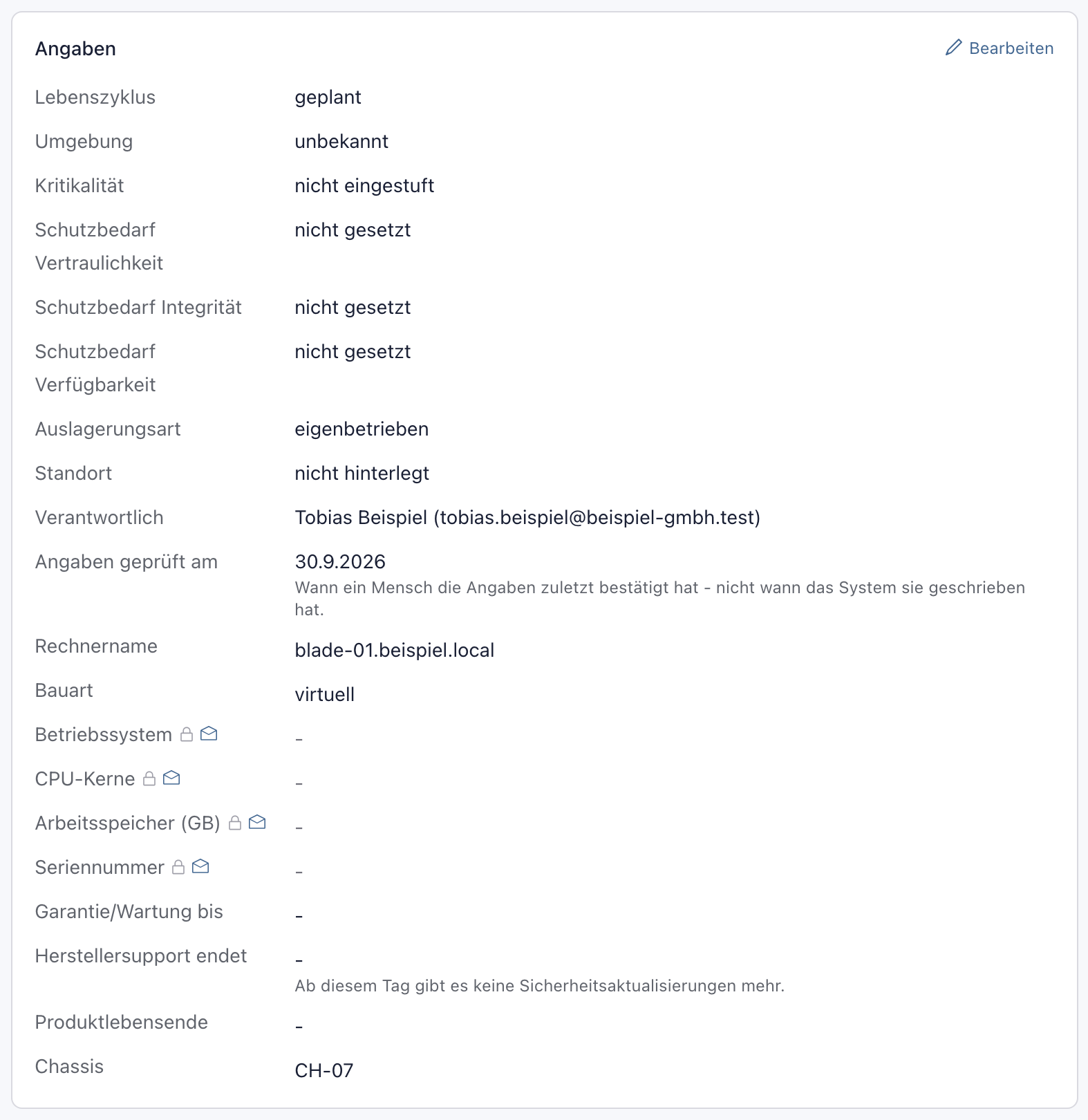 Detailseite von blade-01 mit den Angaben der Klasse Blade-Server