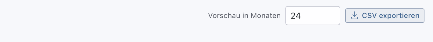 Feld Vorschau in Monaten und der Knopf CSV exportieren