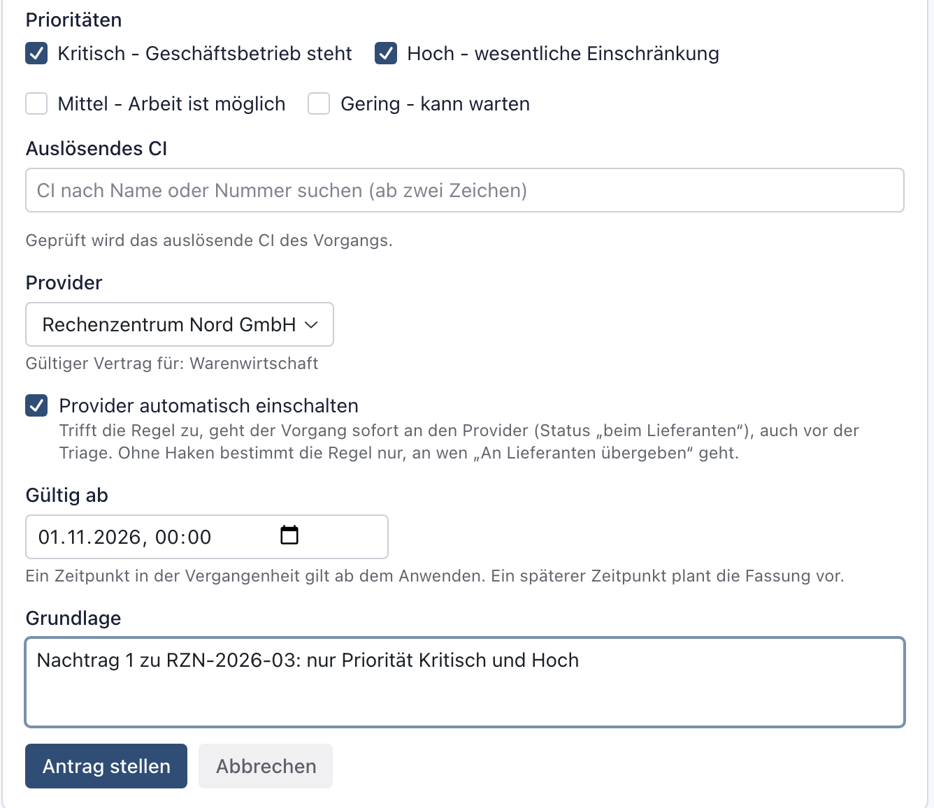Neue Fassung mit den Prioritäten Kritisch und Hoch, Gültig ab 01.11.2026 und Grundlage